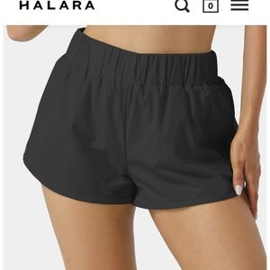 Halara High Rise Dolphin-Hem Run Shorts, Size Small